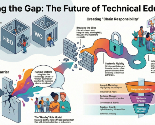 NAE roept alle betrokken partijen op om techniek structureel te positioneren als motor voor maatschappelijke vooruitgang en gezamenlijk barrières in de talentketen weg te nemen, zodat instroom, doorstroom en behoud van technisch talent duurzaam groeien.